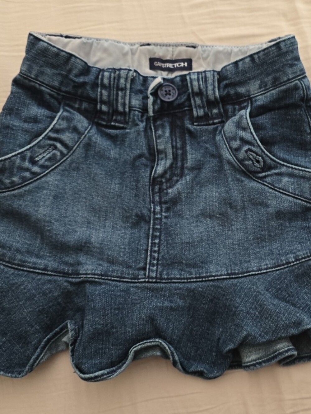 GAP Dark Blue Denim Ruffle Skirt 4 Slim